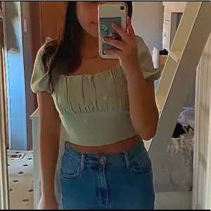 ~Light Green Cropped Blouse/ Top~